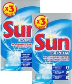 SUN® Sun - Vaatwasmachinereiniger - Pak 3 Dosissen - 2 Stuks