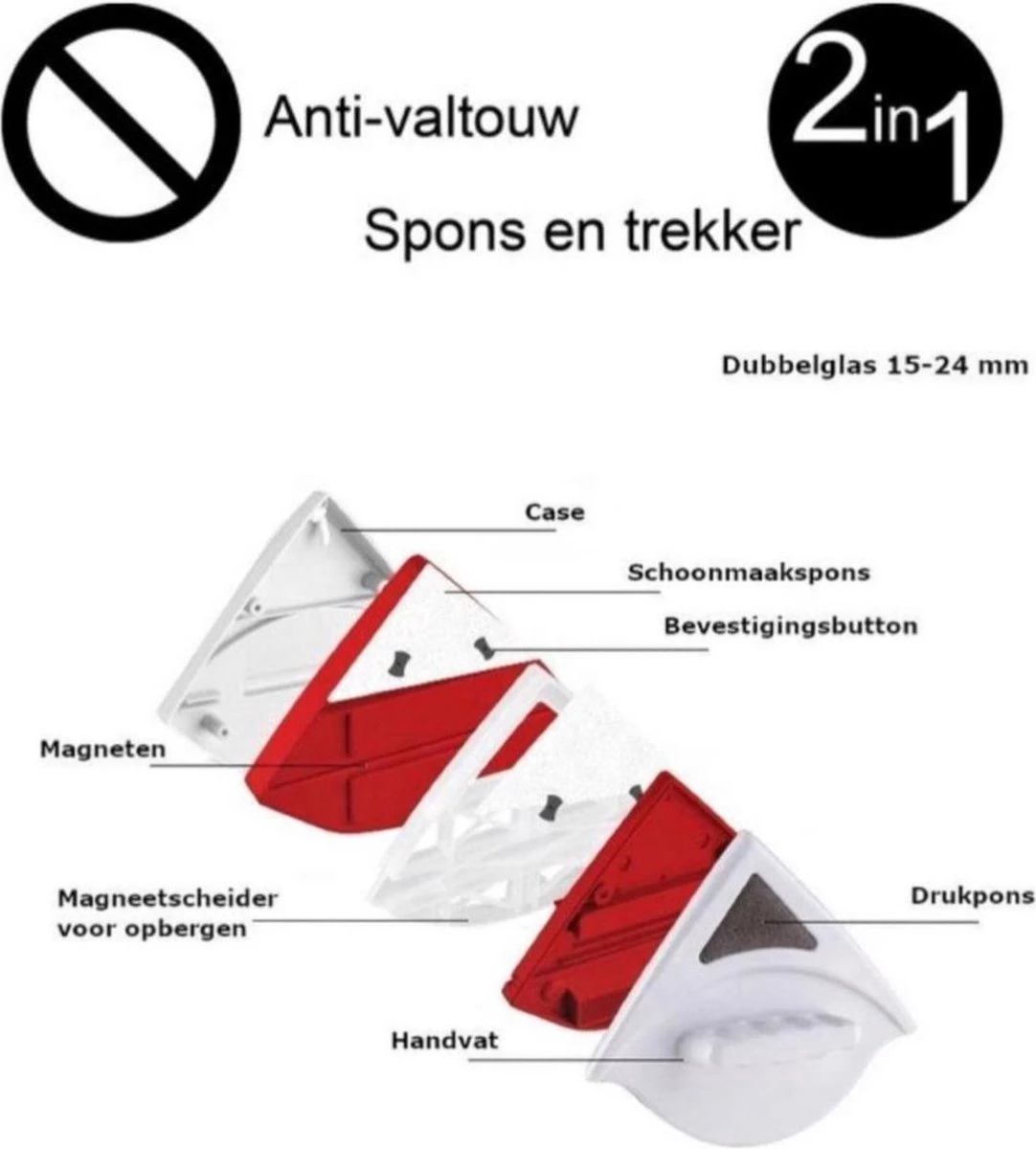 UP / Magnetische Raamwisser / Ruitenreiniger / Magnetische Glazenwasser / Glasreiniger Borstel / Ruitenwisser / Dubbele Magneet / Raamreiniger - Afbeelding 7