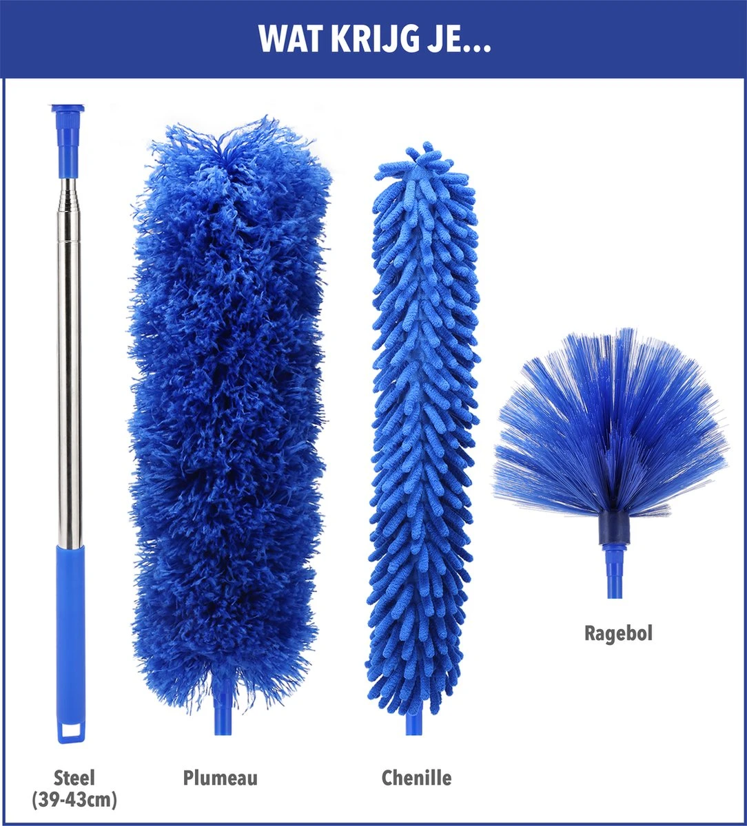 Telescopische Plumeau – Uitschuifbaar – Microvezel – Set Van 3 Opzetstukken – Stoffer – Ragebol - Afbeelding 5
