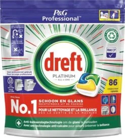 3x Dreft Platinum Vaatwastabletten All-in-One Citroen 86 Stuks