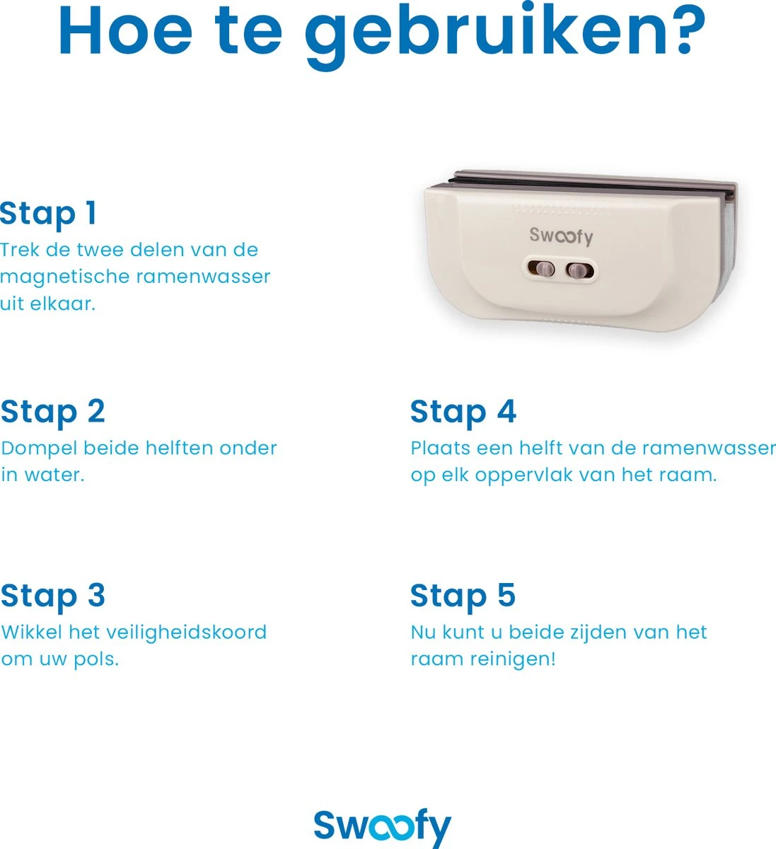 Swoofy® Magnetische Ramenwasser – Dubbelglas - Raamwasser – 3-35mm – Wit - Afbeelding 9