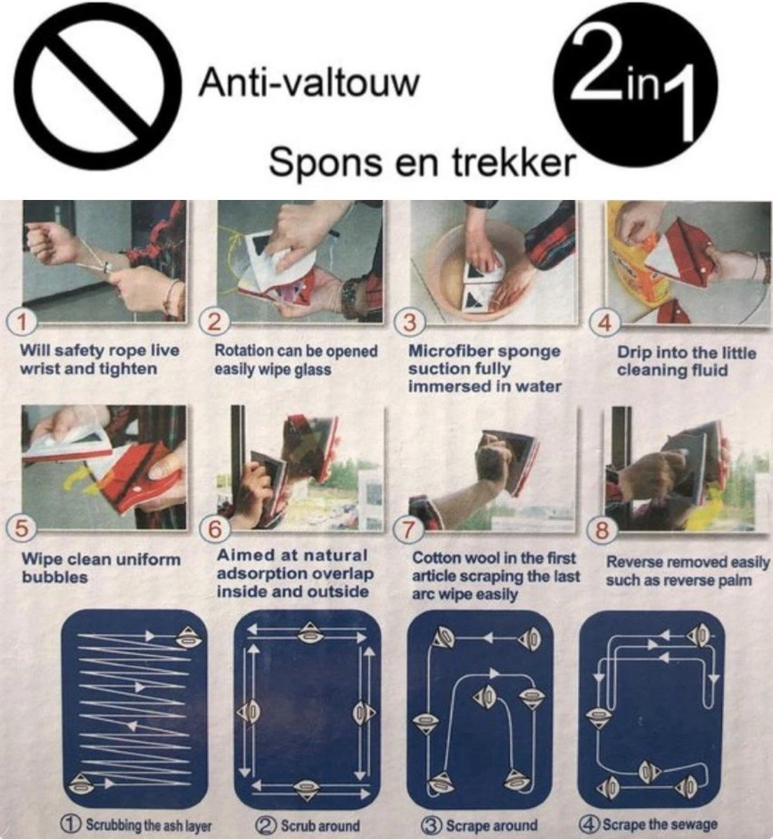 UP / Magnetische Raamwisser / Ruitenreiniger / Magnetische Glazenwasser / Glasreiniger Borstel / Ruitenwisser / Dubbele Magneet / Raamreiniger - Afbeelding 2