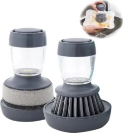 Afwasborstel Met Zeepdispenser – Met 3 Verschillende Opzet Stukken – Inclusief Houder – Grijs – Afwas Borstel Zeepreservoir – Zeep Handborstel – Doseerpomp – Afwasmiddel Dispenser – Navulbaar -Huishoudelijke Artikelen Winkel 1107x1200 2