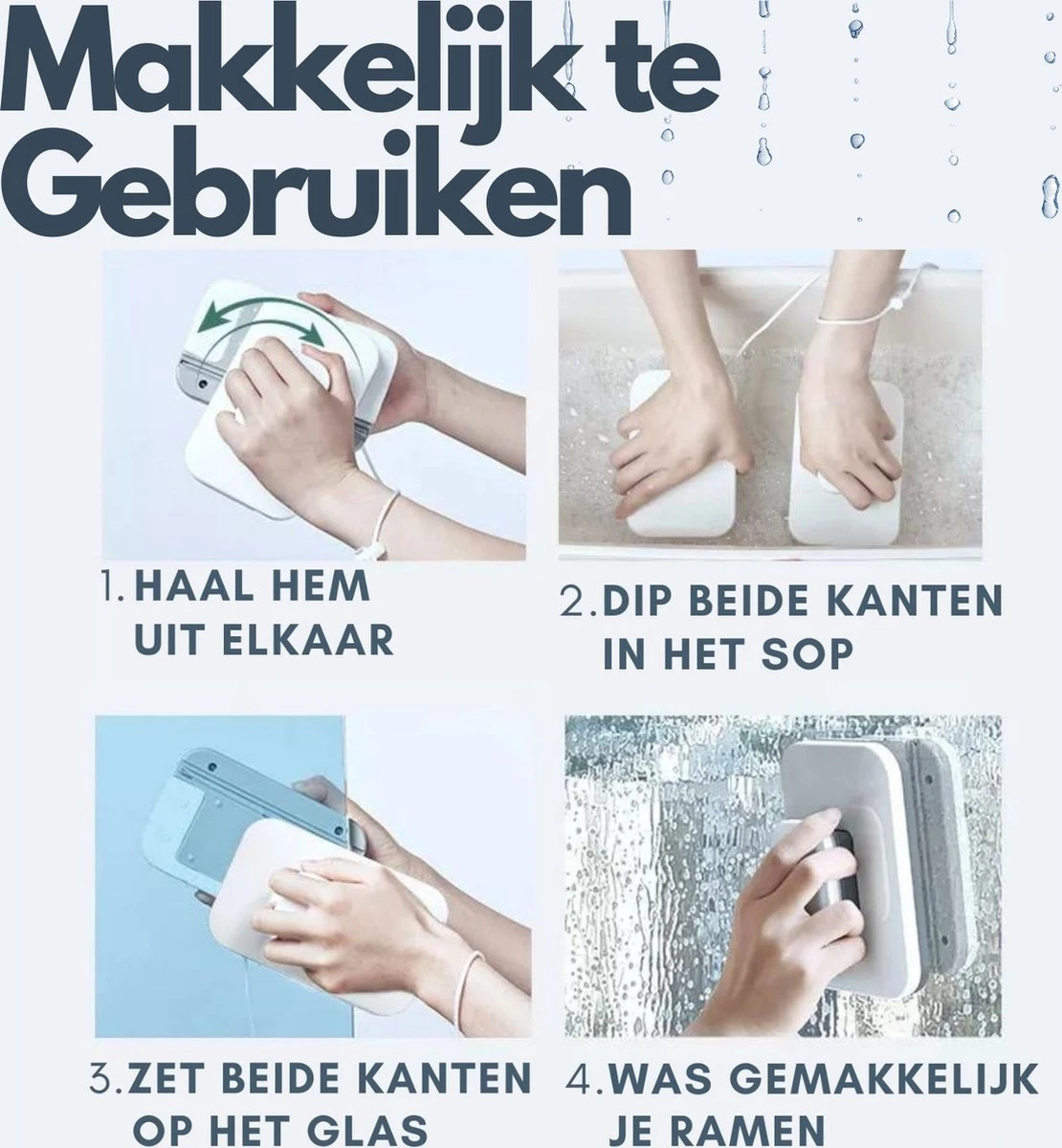 Levine Magnetische Ramenwasser - Ruitenreiniger - Herbruikbare Reiniging Pads - Afbeelding 2