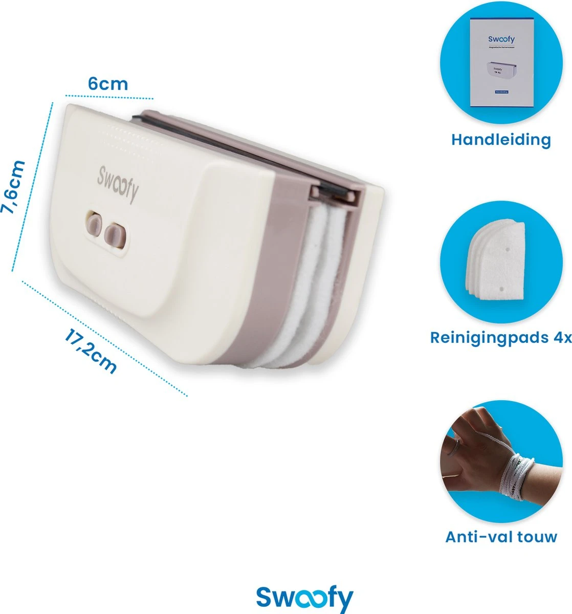 Swoofy® Magnetische Ramenwasser – Dubbelglas - Raamwasser – 3-35mm – Wit - Afbeelding 2