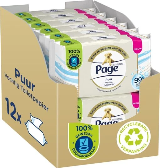 Page Puur Vochtig Toiletpapier - Extra Duurzaam Vochtig Wc Papier - 12 X 38 Stuks - Voordeelverpakking - Afbeelding 10