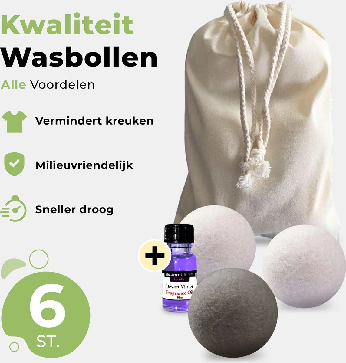 Drogerballen Met Wasparfum - Droogballen - Set Van 6 XL Ballen - Wasdroger Ballen Wol - 100% Nieuw-Zeelands Schapenwol - Wasballen - Afbeelding 8