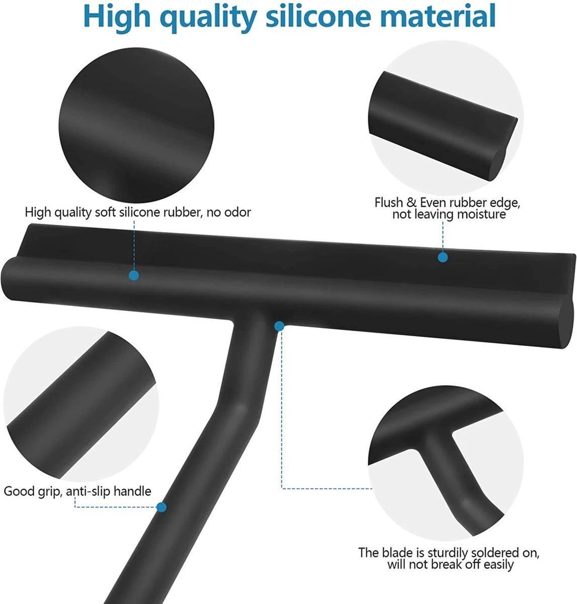 BOTC Douchewisser - Raamwisser - Silicone - 21cm X 16cm - Badkamer Accessoires -Zwart - Afbeelding 5