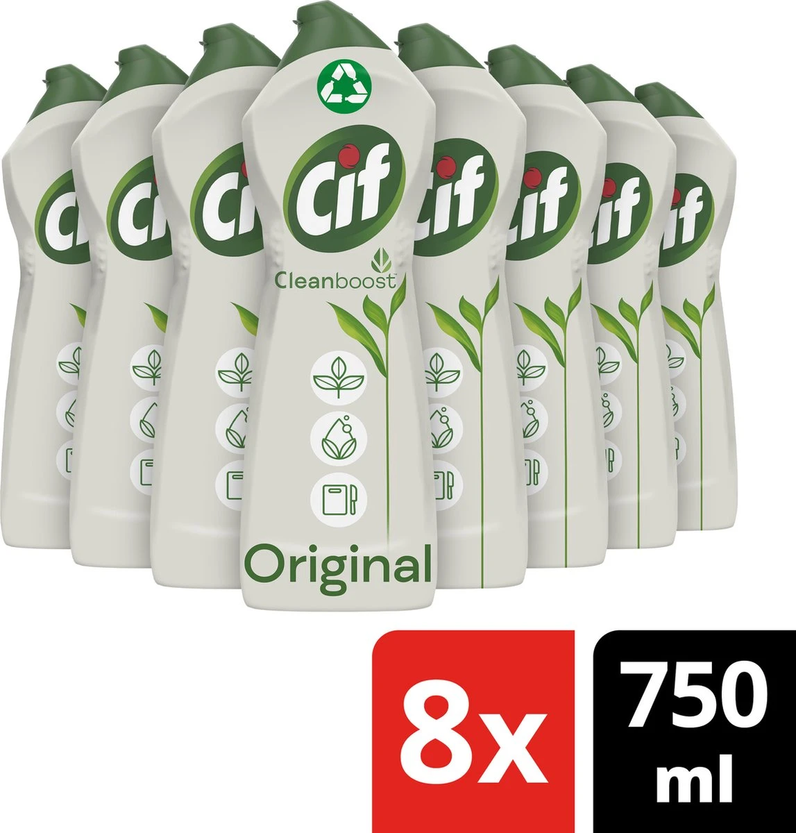 Cif CleanBoost Cream Original Schuurmiddel - 8 X 750 Ml - Voordeelverpakking - Afbeelding 4