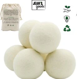 Jean's Goods Drogerballen - Droogballen - Wasdrogerballen - Wasdroger Ballen - Wasbol - Wasbollen - Wasballen - Energiebesparende Producten - Energiebesparend - Duurzaam Cadeau - RWS Wol - Zero Waste - Wasverzachter - Beige - 6 Stuks -Huishoudelijke Artikelen Winkel 1167x1200