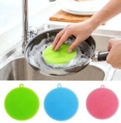 Merkloos Handige & Duurzame Siliconen Schuurspons - Blauw, Roze En Groen - 3 Stuks