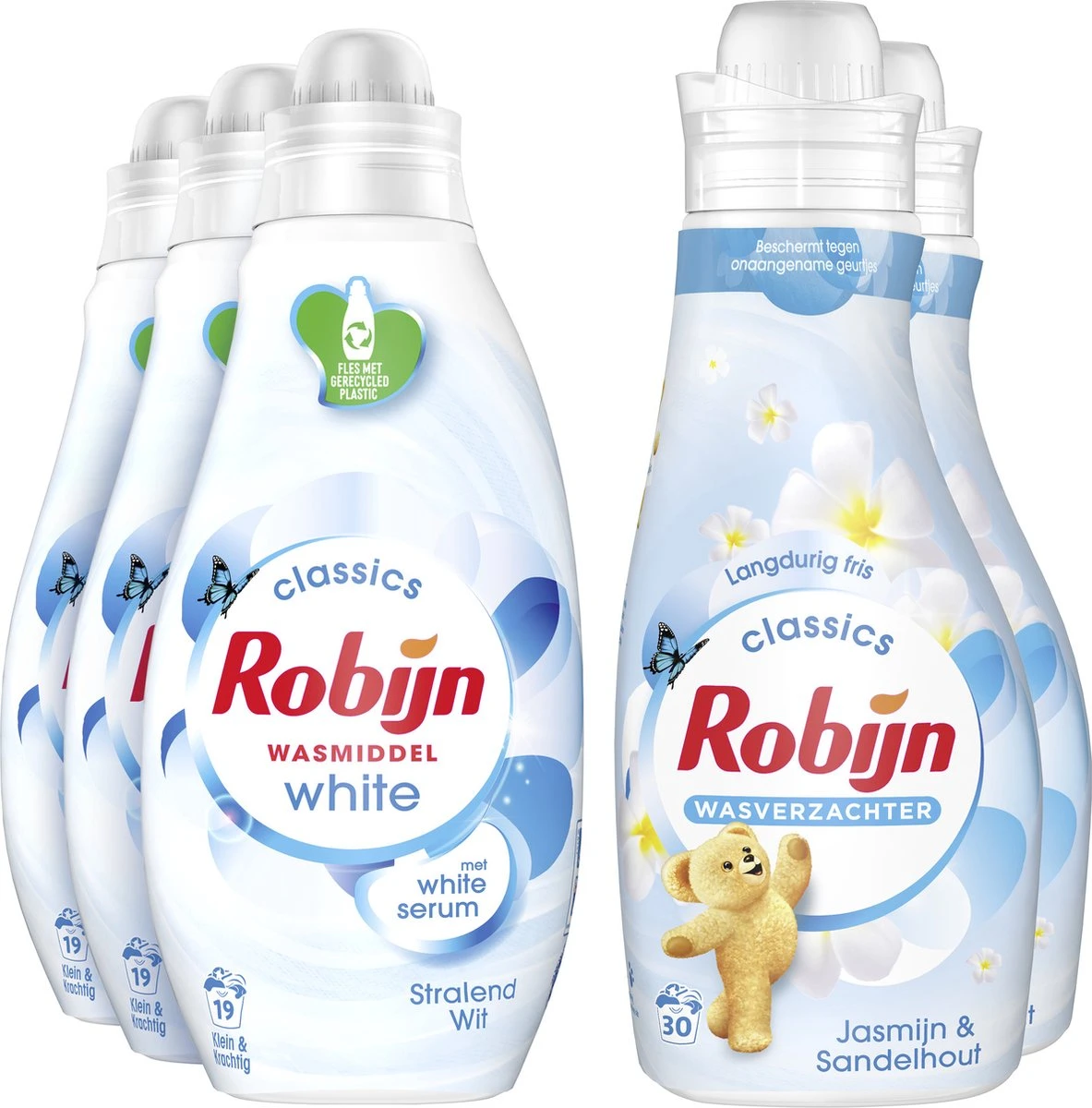 Robijn Perfect Match Stralend Wit En Jasmijn & Sandelhout Wasmiddel En Wasverzachter - 5 Stuks - Voordeelverpakking - Afbeelding 3