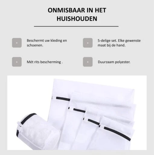 Merkloos Waszakken | Set Van 5 Waszakjes Met Rits - Waszak - Wasnet - Kledingzakjes - BH Was Zakjes - Laundry Bag Set Voor Ondergoed - Kleding - Delicaat Wasgoed - Wasmachine Zakjes - Wasgoed - Afbeelding 10