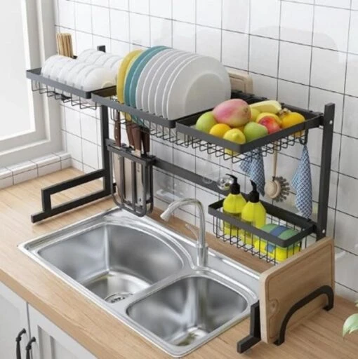 Sens Design Afwasrek Zwart - Afdruiprek - 82,5 Cm - RVS - Afbeelding 2