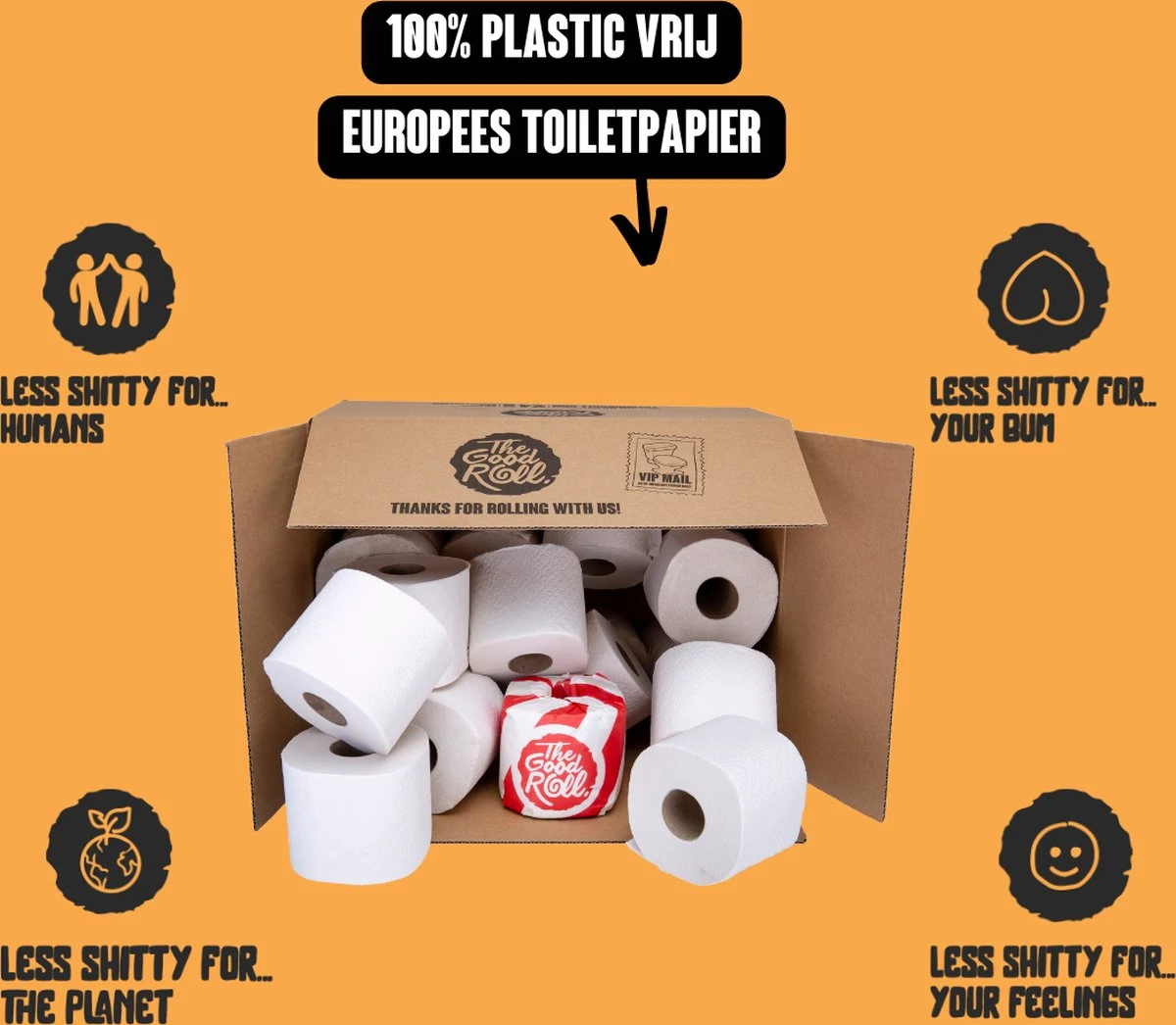 THE GOOD ROLL - WC Papier Voordeelverpakking - 96 Stuks -400vel -3-laags - The Wrapless Choice - 100% Gerecycled - Afbeelding 2