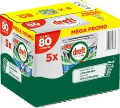 Dreft Platinum Plus All In One Deep Clean - Vaatwastabletten - Voordeelverpakking 5 X 16 Stuks