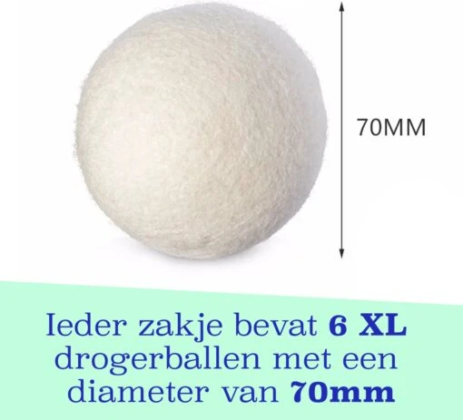 Casa Calma Drogerballen (6 Stuks) - Inclusief Opbergzakje - 100% Natuurlijk Schapenwol - Droger Ballen - Zero Waste Wasverzachter Bollen - Energiebesparend Drogen Met Droogbollen - Dryer Balls - Diervriendelijk & Milieuvriendelijk - Energie Besparen - Afbeelding 4