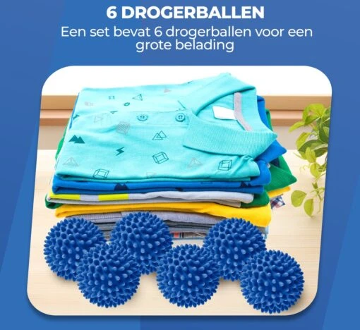 Roegaarden Drogerballen - Wasbollen - 6 Stuks - Siliconen - Sneller Droog - Anti-kreuk - Afbeelding 8
