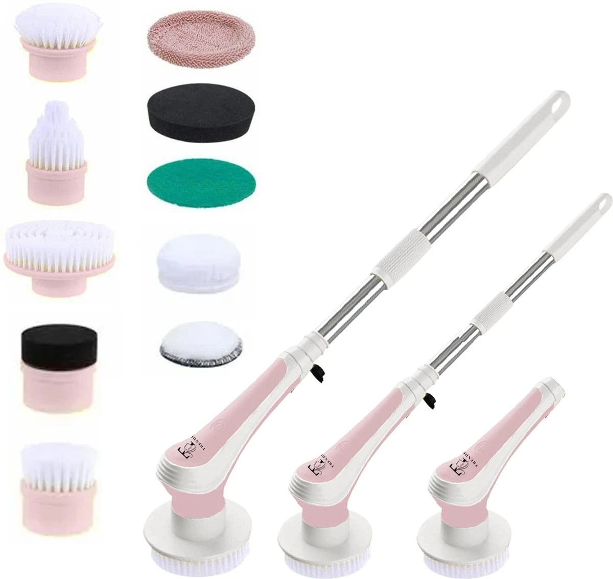 Trendosa Elektrische Schoonmaakborstel - Elektrische Schrobborstel - Poetsmachine - Handborstel - Scrubber- De Badkamer/Keuken/Auto- Roze