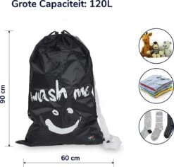 Wonair - Waszak Groot - 60x90cm - Zwart - Met Trekkoord En Draagband -Huishoudelijke Artikelen Winkel 1200x1147 1