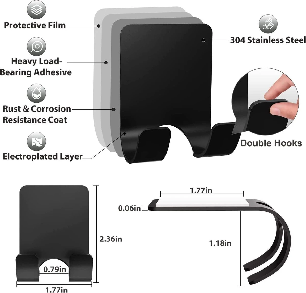 BOTC Douchewisser - Raamwisser - Silicone - 21cm X 16cm - Badkamer Accessoires -Zwart - Afbeelding 2