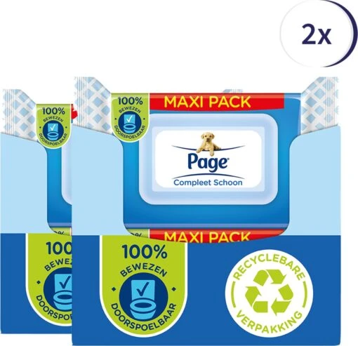 Page Vochtig Toiletpapier - 24 X 74 Stuks - Compleet Schoon Maxi Vochtig Wc Papier - Extra Voordeel
