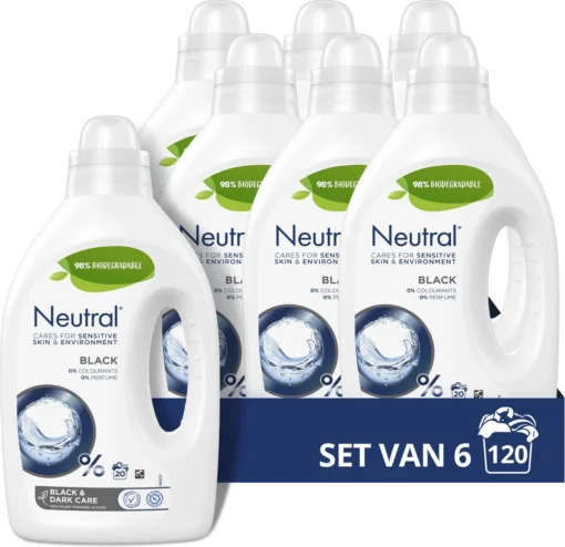 Neutral Vloeibaar Wasmiddel Zwart - 6 X 20 Wasbeurten - Voordeelverpakking