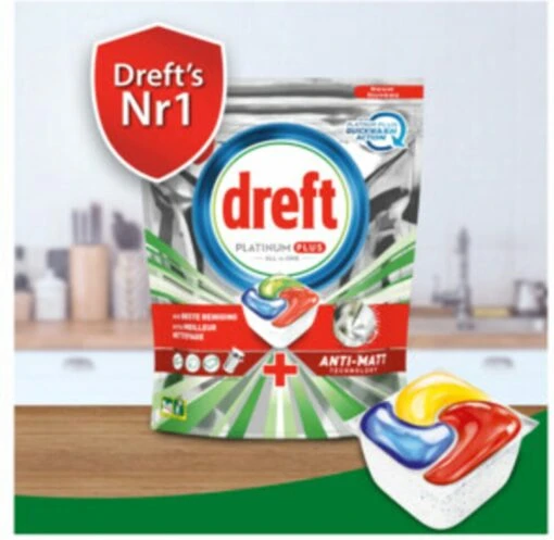 Dreft Platinum Plus All In One Deep Clean - Vaatwastabletten - Voordeelverpakking 5 X 16 Stuks - Afbeelding 3