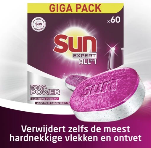SUN® Sun Expert All-in 1 Vaatwastabletten - 60 Tabletten - Voordeelverpakking - Afbeelding 5