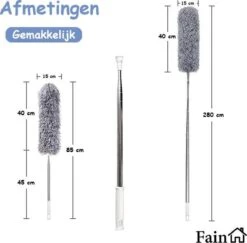Fain® Plumeau Met Telescoopsteel – Grijs – 80 Tot 280 Cm - Uitschuifbaar – Wasbaar - Flexibel 360° Draaibaar – Duster - Microvezel Ragebol -Huishoudelijke Artikelen Winkel 1200x1182 10