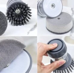 Afwasborstel Met Zeepdispenser – Met 3 Verschillende Opzet Stukken – Inclusief Houder – Grijs – Afwas Borstel Zeepreservoir – Zeep Handborstel – Doseerpomp – Afwasmiddel Dispenser – Navulbaar -Huishoudelijke Artikelen Winkel 1200x1189 8
