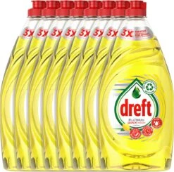 Dreft Platinum Quickwash Citroen - Vloeibaar Afwasmiddel - Tot 3x Sneller Schoonmaken Van Het Vet - Voordeelverpakking 8 X 780ml