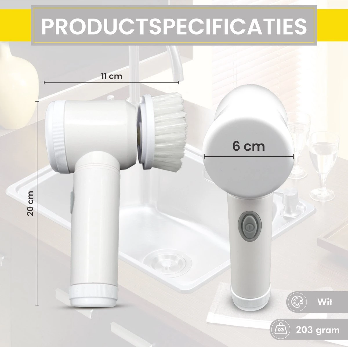 Lenga Elektrische Schoonmaakborstel - 5 In 1 Borstel - Oplaadbaar - Wasborstel - Schoonmaakmiddelen - Schrobborstels - Afbeelding 4