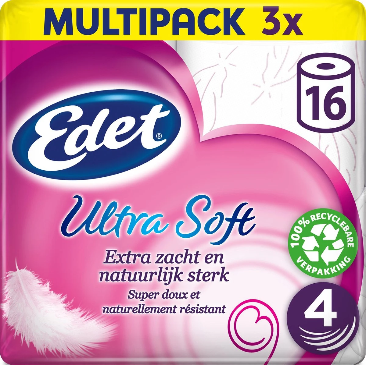 Edet Ultra Soft Wc Papier - 4-laags - 48 Rollen - Afbeelding 3