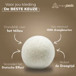 Merkloos Droger Ballen XL 8 Stuks – Zero Waste Dryer Balls - Duurzaam – Wasverzachter – Herbruikbare Drogerballen – Droogt De Was Sneller – Tiny Panda -Huishoudelijke Artikelen Winkel 1200x1199 20
