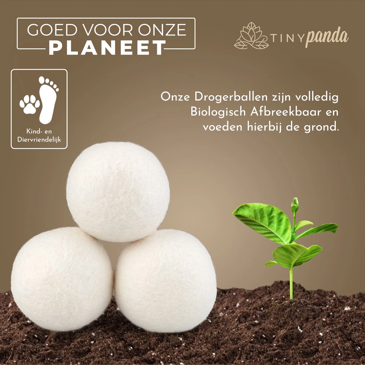 Merkloos Droger Ballen XL 6 Stuks Inclusief Lavendelolie – Zero Waste Dryer Balls - Duurzaam – Wasverzachter – Herbruikbare Drogerballen – Droogt De Was Sneller – Tiny Panda - Afbeelding 2