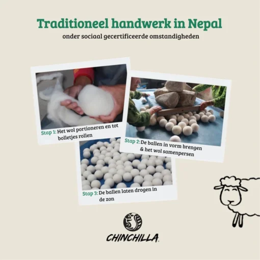 Merkloos Chinchilla® Drogerballen XXL - Set Van 6 Stuks - Herbruikbare Wasdrogerballen - Droogballen - Energiebesparing - Drogerballen Voor Wasdrogers - Wasbollen - Afbeelding 5