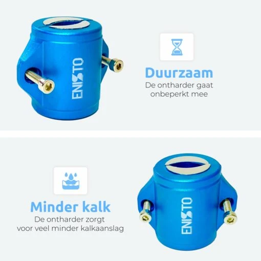 ENISTO® Magnetische Waterontharder Small – Waterontharder Magneet – Douchefilter – Waterontkalker – Waterverzachter – Antikalk – Blauw – RVS - Afbeelding 2