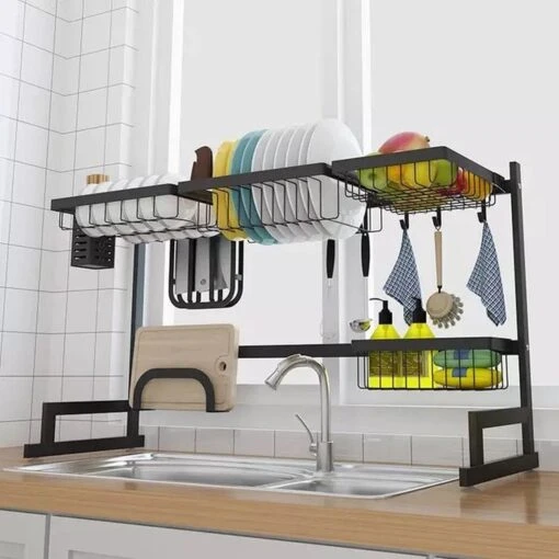 Sens Design Afwasrek Zwart - Afdruiprek - 82,5 Cm - RVS - Afbeelding 7