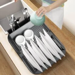 Afdruiprek Met Lekbak - Inclusief Afdruipmat - Opvouwbaar - Afwasrek Met Uitneembare Bestekhouder - Voor Bestek, Borden, Pannen En Schalen -Huishoudelijke Artikelen Winkel 1200x1200 1271
