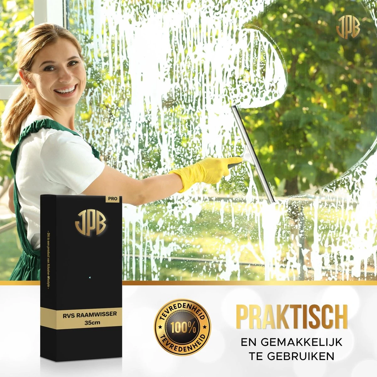 RVS Raamtrekker - 35cm - Raamwisser - Hoogwaardig RVS - Professioneel En Huishoudelijk Gebruik - Verwisselbaar Rubber - Afbeelding 5