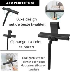 ATV PERFECTUM Douchewisser Zwart Met Ophangsysteem - Raamwisser- Trekker Douche - Silicone - 21cm X 16cm - Badkamer Accessoires - Douchewisser -Huishoudelijke Artikelen Winkel 1200x1200 1360