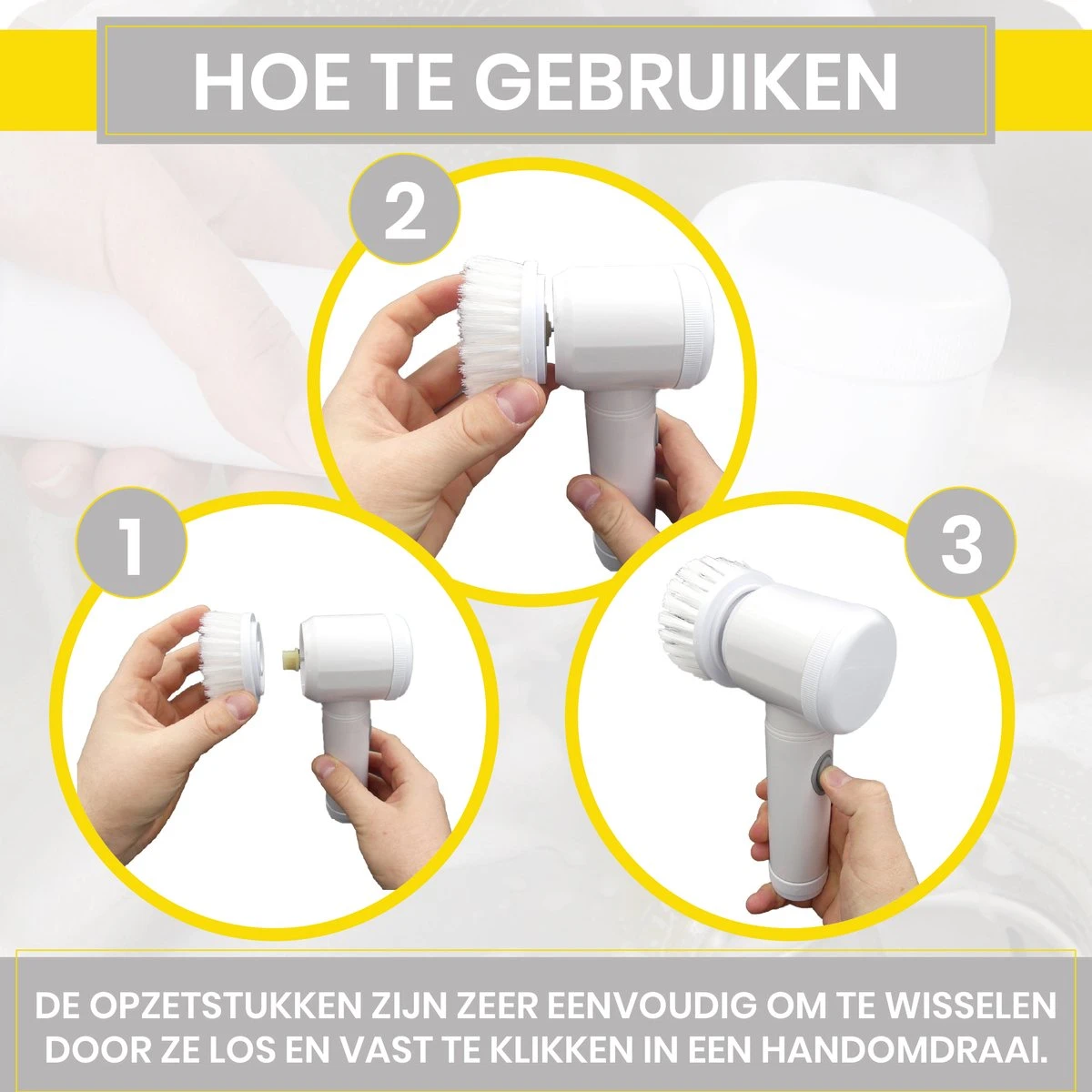 Lenga Elektrische Schoonmaakborstel - 5 In 1 Borstel - Oplaadbaar - Wasborstel - Schoonmaakmiddelen - Schrobborstels - Afbeelding 5