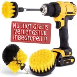Merkloos 4-delige Borstelset Voor Boormachine - Inclusief Verlengstuk - Opzetborstels - Schrobborstel - Schuurborstel - Schoonmaakborstel - Tapijtreiniger - Brush - Geel - Gratis Verzending -Huishoudelijke Artikelen Winkel 1200x1200 1520