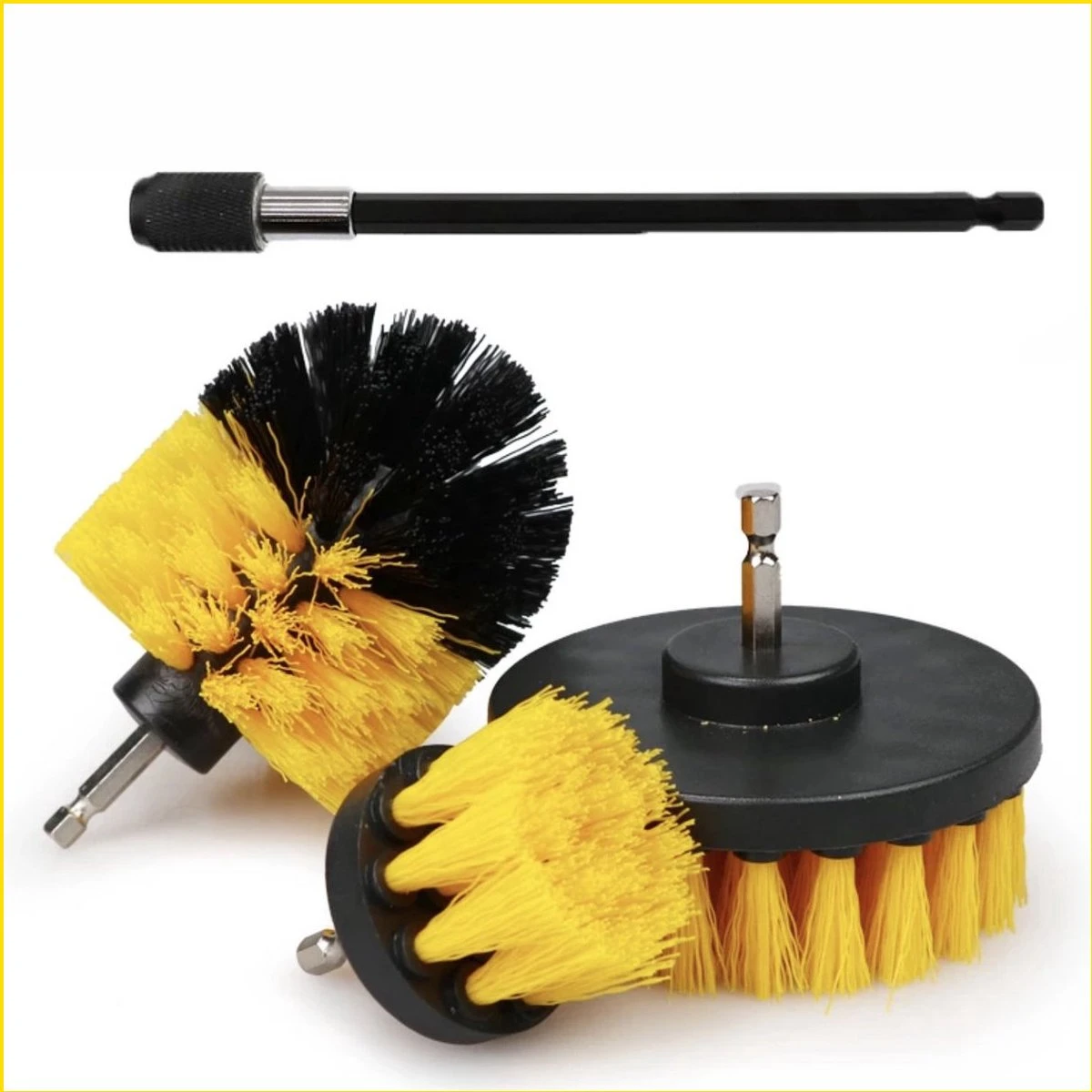 Professionele 4 Delige Borstelset Voor De Boormachine Incl. Verlengstuk, Deze Schoonmaak Schuurborstel Elektrisch Opzetborstel Schrobborstel Set Is Geschikt Als Schrobber Voor Badkamer, Auto, Keuken En Tuin - Afbeelding 2