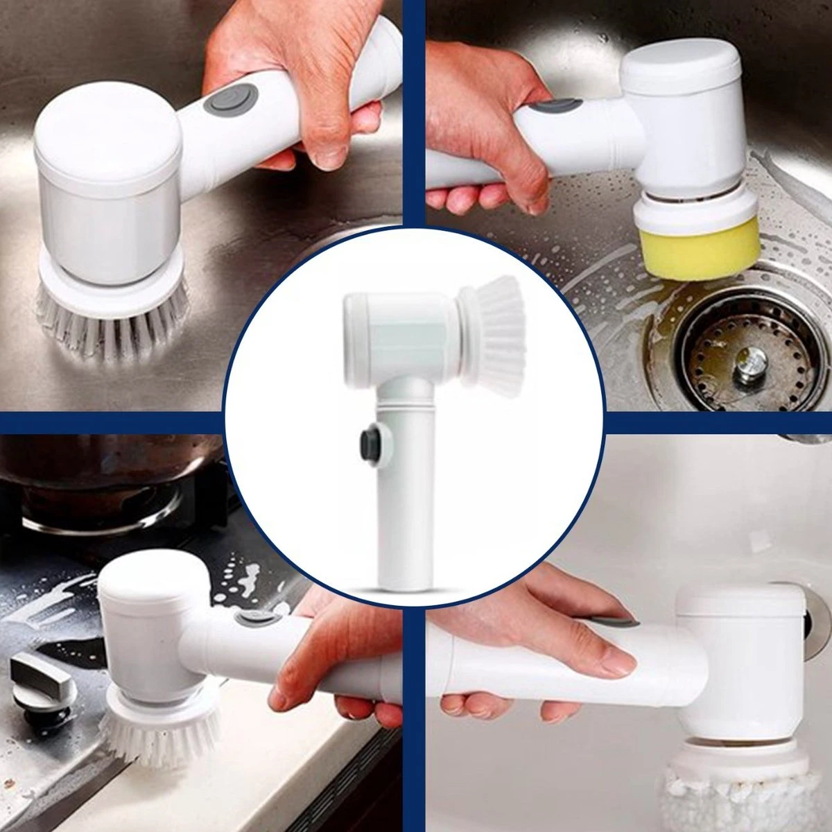 B-care Magic Brush - Elektrische Multifunctionele Schoonmaakborstel - 7 Opzetstukken - Wasborstel - Poetsmachine - Schrobborstel - Handborstel - Werkborstel - Schrobber - Boorborstel - Reinigingsborstel - Afbeelding 2