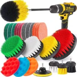 Borstelset Boormachine 25 Delig - Schuursponsjes- Schrobborstel – Boorborstel – Schuurborstel - Borstel Boormachine – Schoonmaakborstel – Reinigingsborstel – Tapijtreiniger - Borstelset