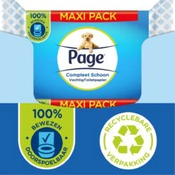 Page Vochtig Toiletpapier - 6 X 74 Stuks - Compleet Schoon Maxi Vochtig Wc Papier - Voordeelverpakking