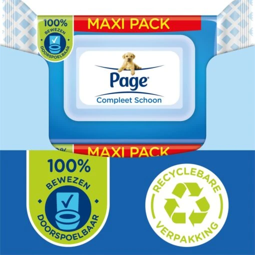 Page Vochtig Toiletpapier - 24 X 74 Stuks - Compleet Schoon Maxi Vochtig Wc Papier - Extra Voordeel - Afbeelding 3