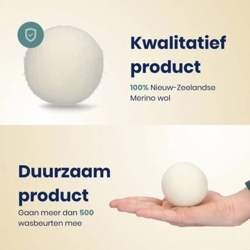 Wooly Drogerballen - 6 Wasdroger Ballen - Duurzaam - Wol - Herbruikbare Wasballen - Wasbol - Wasverzachter - Afbeelding 5